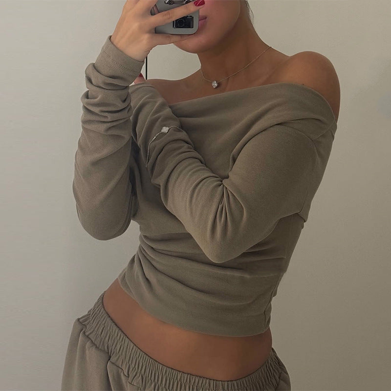 Dame Casual Lounge-sæt med off-shoulder top og bred bukseben Stilla