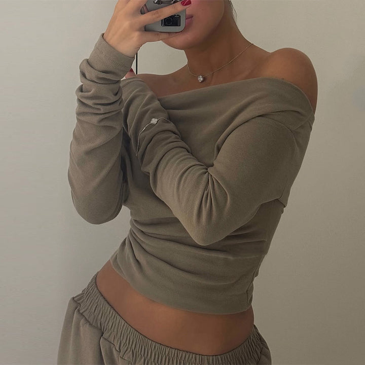 Dame Casual Lounge-sæt med off-shoulder top og bred bukseben Stilla