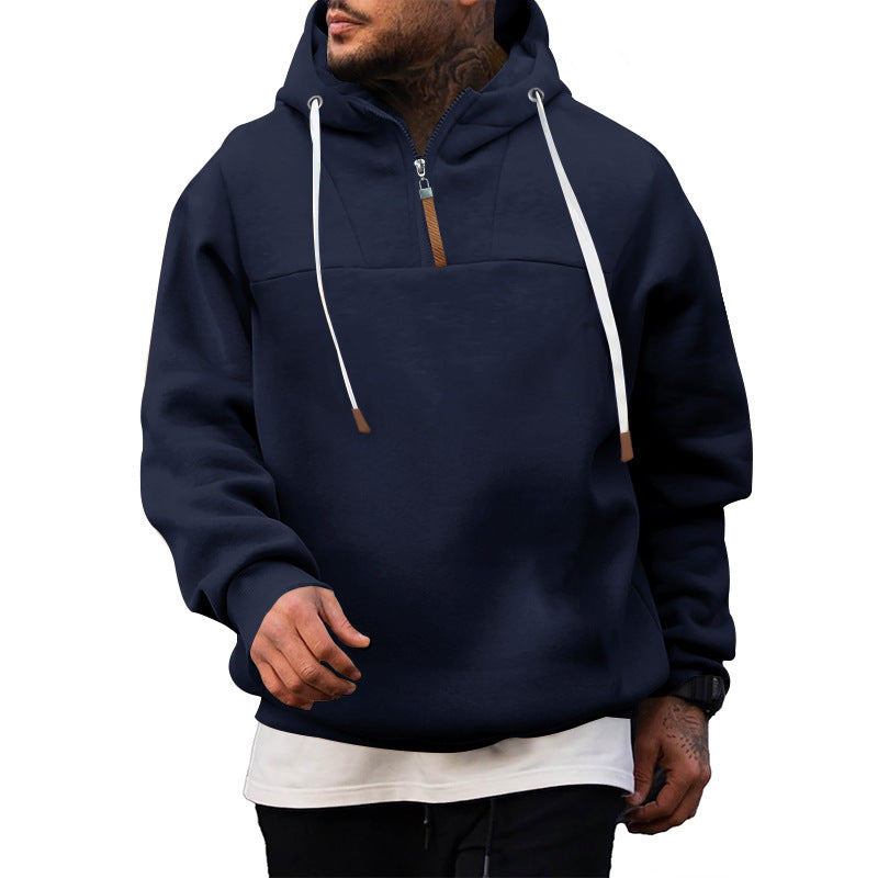 Herre hoodie med kort lynlås og blødt fleece-materiale Stilla