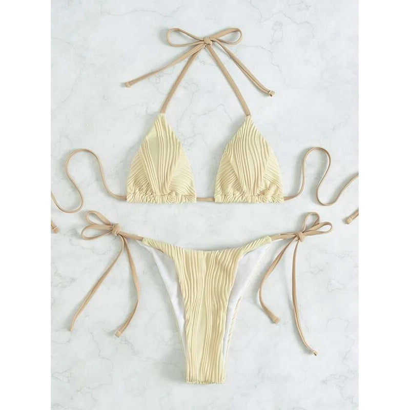 Dame triangel-bikini med raffineret folde-design Skovae