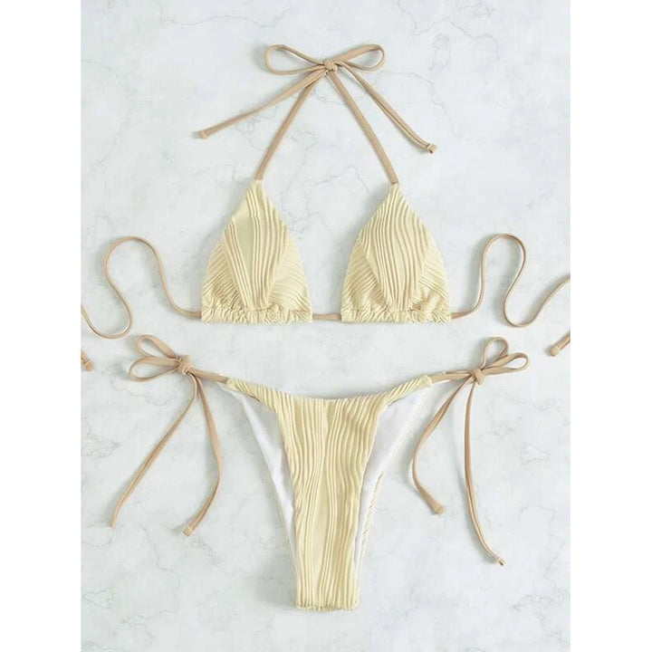 Dame triangel-bikini med raffineret folde-design Skovae