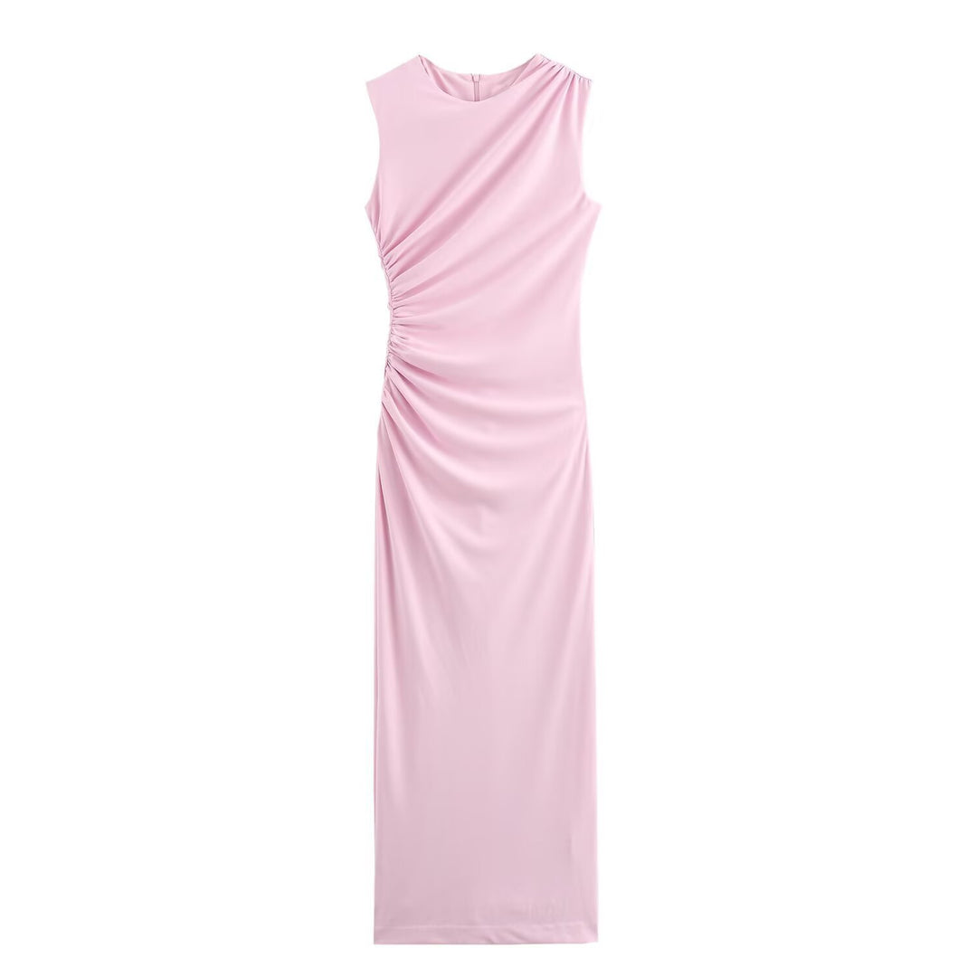 Dame elegant maxikjole med raffinerede draperinger Skovae