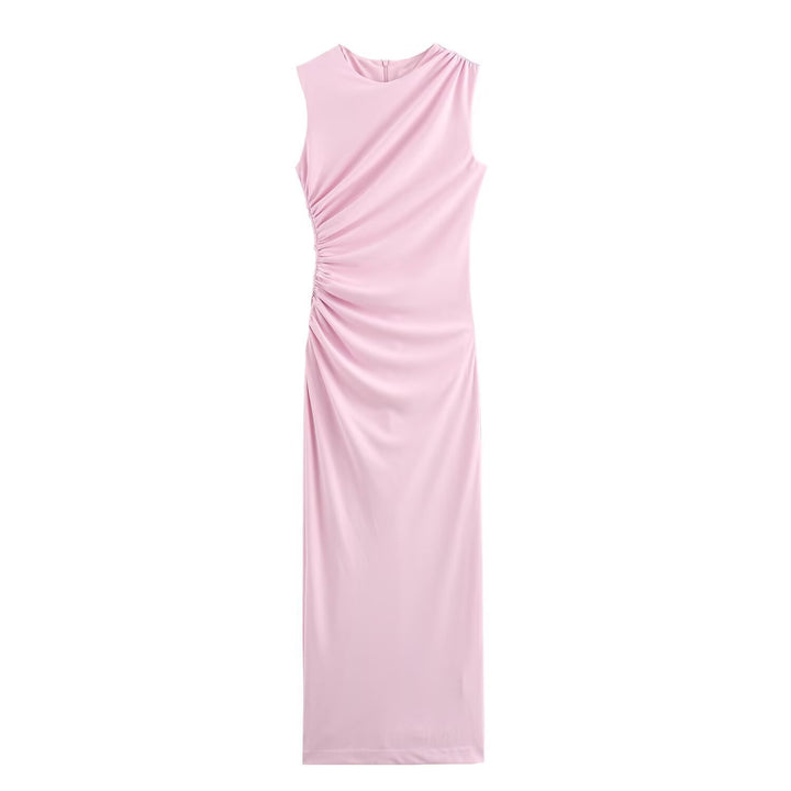 Dame elegant maxikjole med raffinerede draperinger Skovae