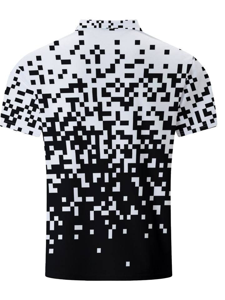 Herrer Poloshirt med moderne pixelmønster og åndbare egenskaber Stilla