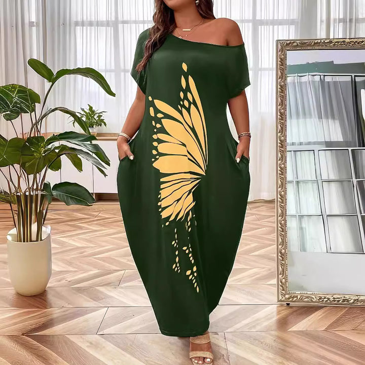 Dame maxikjole med elegant sommerfugl motiv Stilla