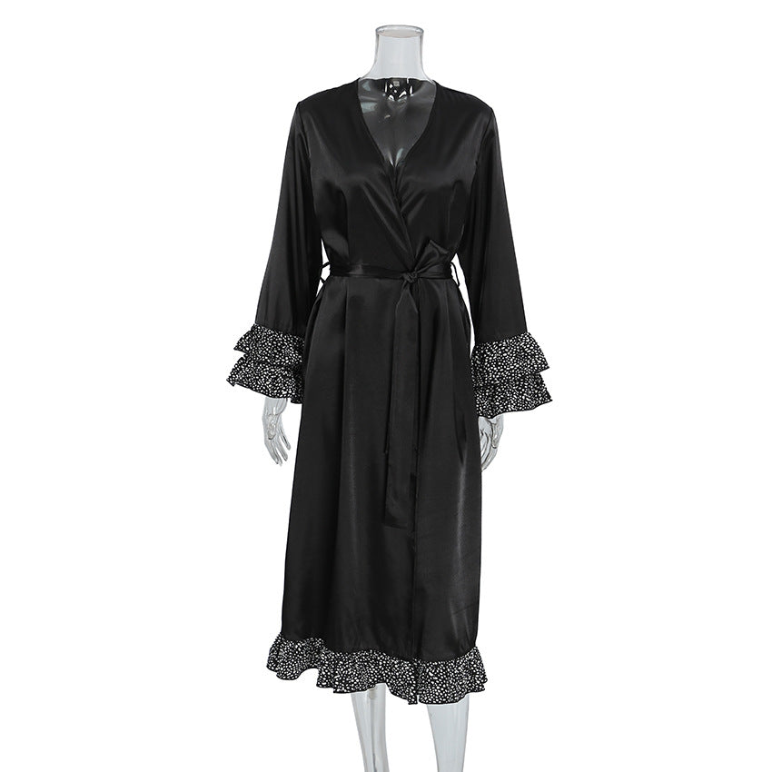 Dame Kimono-robe med elegante flæser Stilla