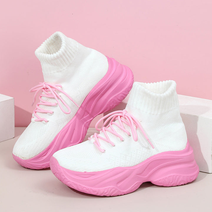 Dame Høj Strik-Sneakers med elastisk pasform og støddæmpende sål Stilla