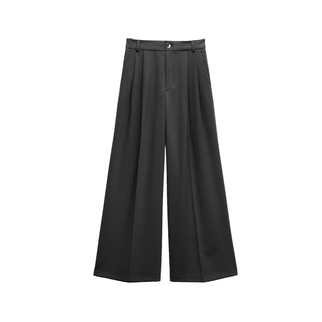 Dame elegante vide bukser med høj talje og plissering Skovae