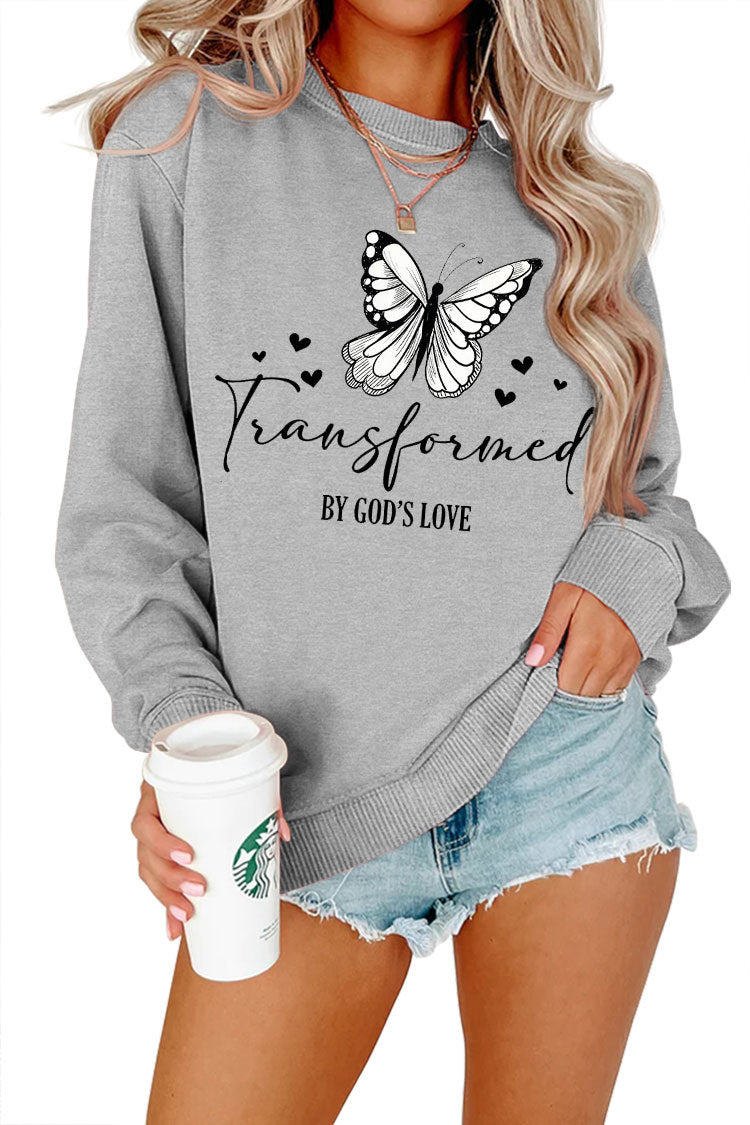 Kvindernes sweatshirt med kunstnerisk sommerfuglemotiv og inspirerende slogan Stilla