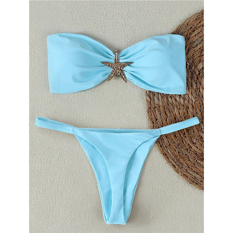 Dame Bandeau Bikini med smagfuld musling-detail Skovae