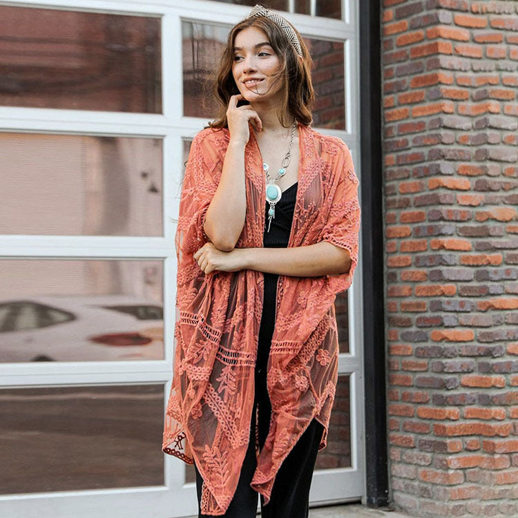 Dame Elegant og luftig Hæklet kimono Stilla