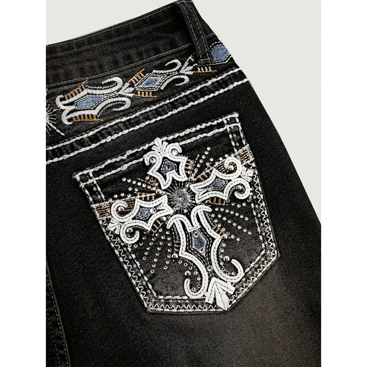 Dame Bootcut Jeans med kunstnerisk broderi Skovae