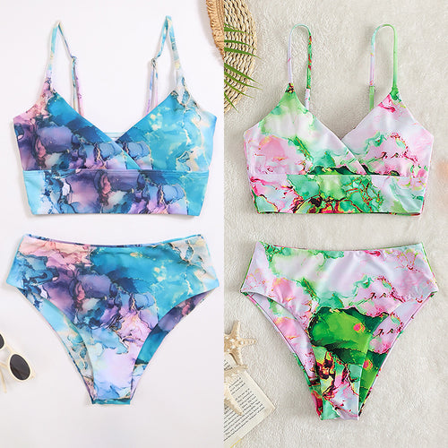Dame bikini-sæt med asymmetrisk snit og florale accenter Stilla