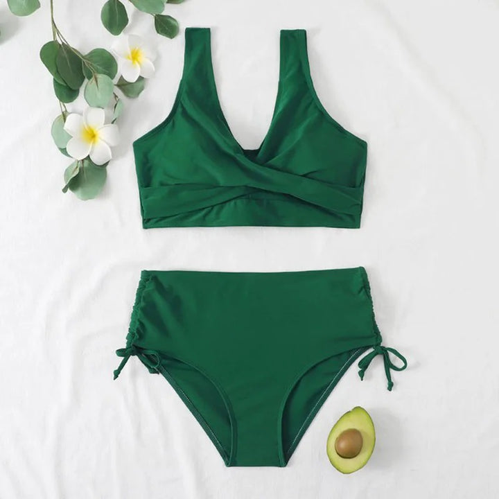 Dame Høj Talje Rynket Bikini Sæt Stilla