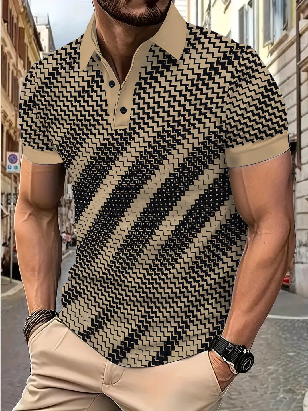 Herre Poloshirt med innovativt zigzagdesign og åndbare egenskaber Stilla