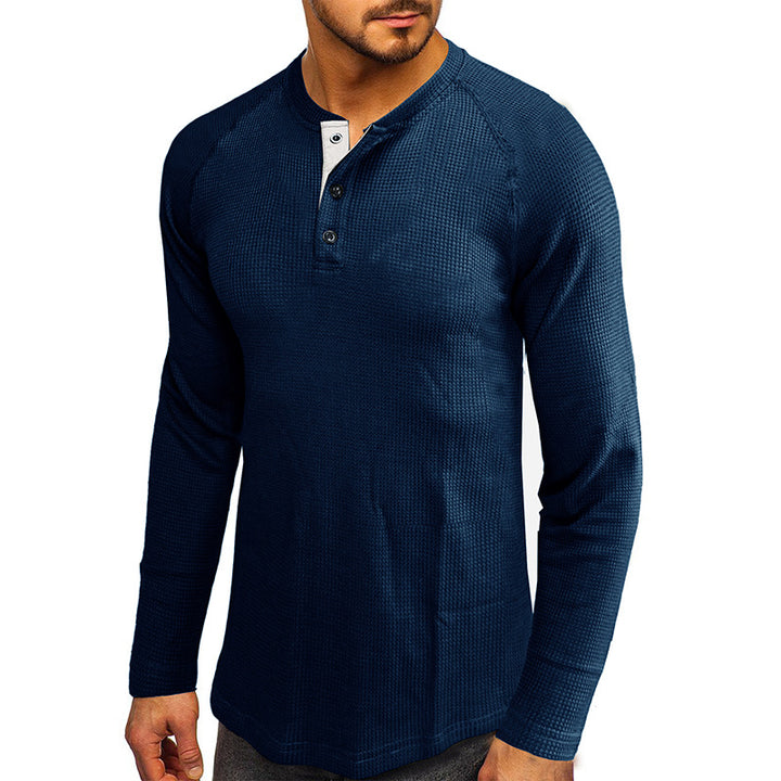 Herrer Langærmet Henley Skjorte med struktureret Design Stilla
