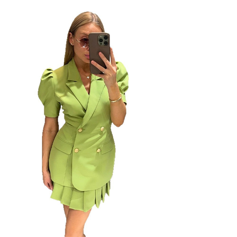 Dame Blazer Minikjole med Rynker Stilla