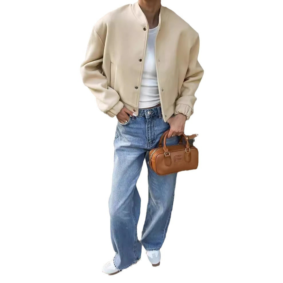 Kvinder casual faux læderjakke med stilfuld lynlås og elegante manchetter Stilla