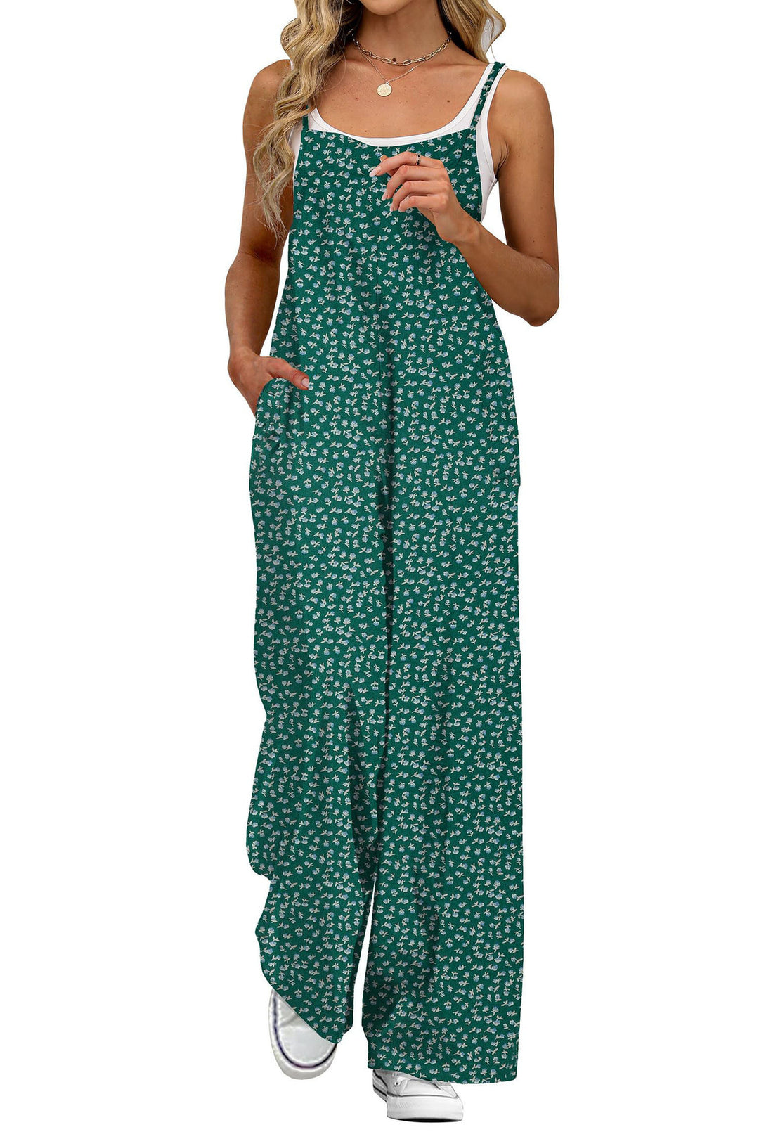 Dame Casual Jumpsuit med blomstrede mønstre og praktiske lommer Skovae