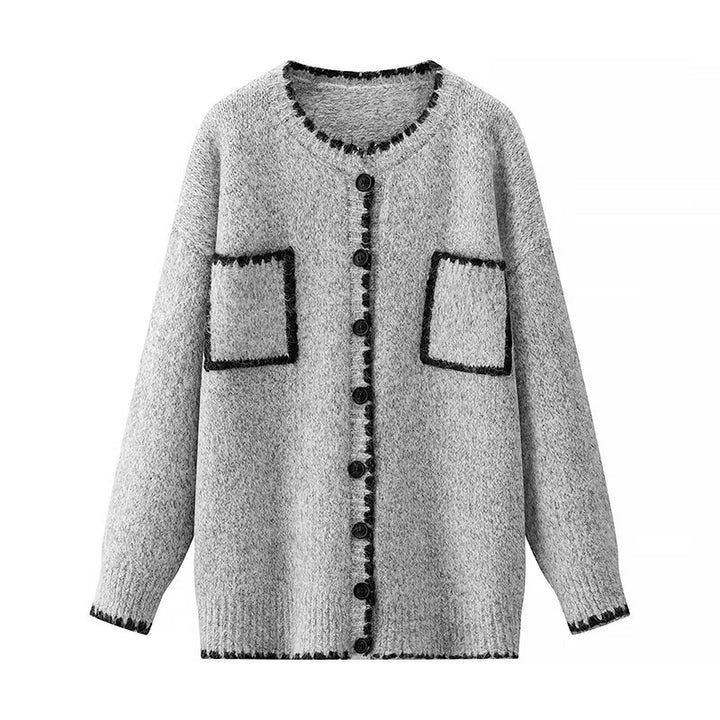 Kvinders cardigan med påsætningslommer og kontrasterende detaljer Stilla
