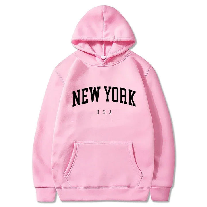 Kvinders hættetrøje med fashionable New York print og komfortabel pasform Skovae