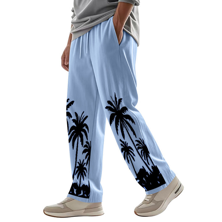 Herre casual joggingbukser med palmemotiv og elastisk talje Stilla