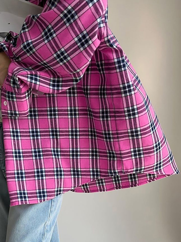Dametern Karomønstret Oversized Skjorte Stilla
