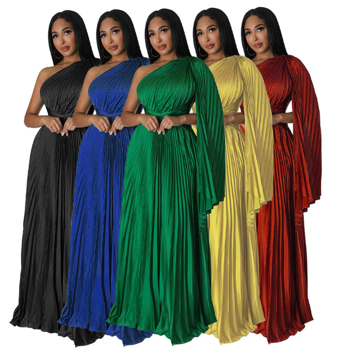 Dame Maxi-kjole med asymmetrisk One-Shoulder-design og elegant drapering Stilla