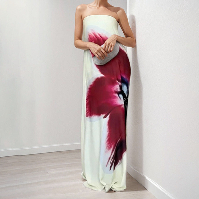 Dame Maxikjole med floralt design Stilla
