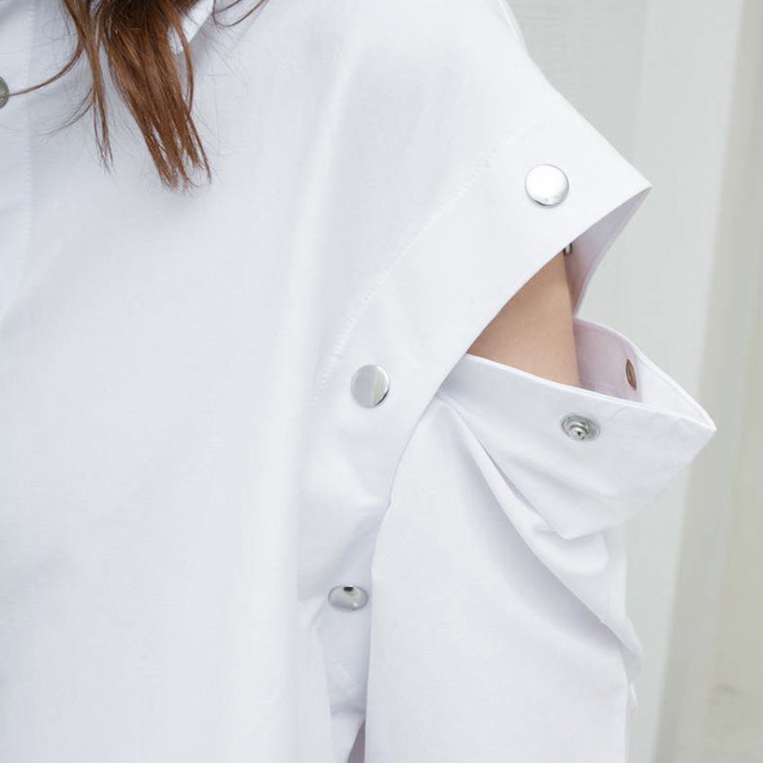 Dame Oversized Skjorte med asymmetrisk snit og modige detaljer Stilla