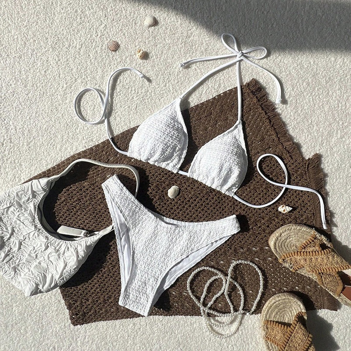 Dame Triangel-Bikini med justerbare stropper og struktureret tekstur Skovae