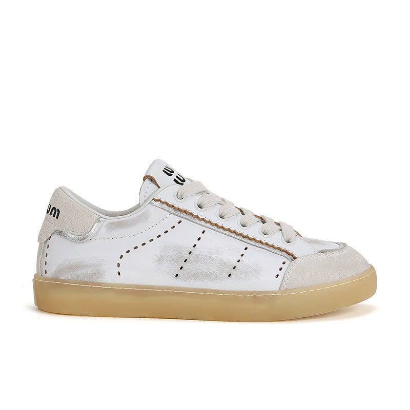 Dame Fritids Læder Sneakers med Metallic Accenter Stilla