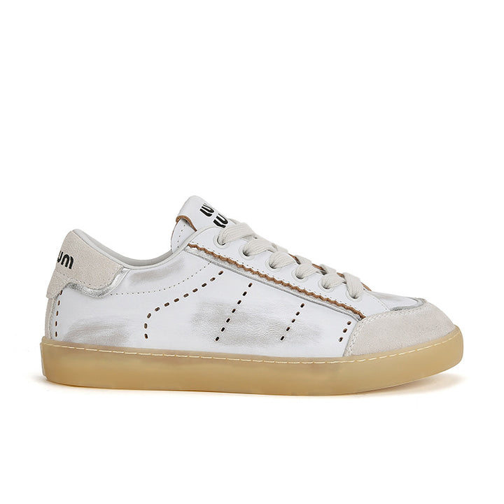 Dame Fritids Læder Sneakers med Metallic Accenter Stilla