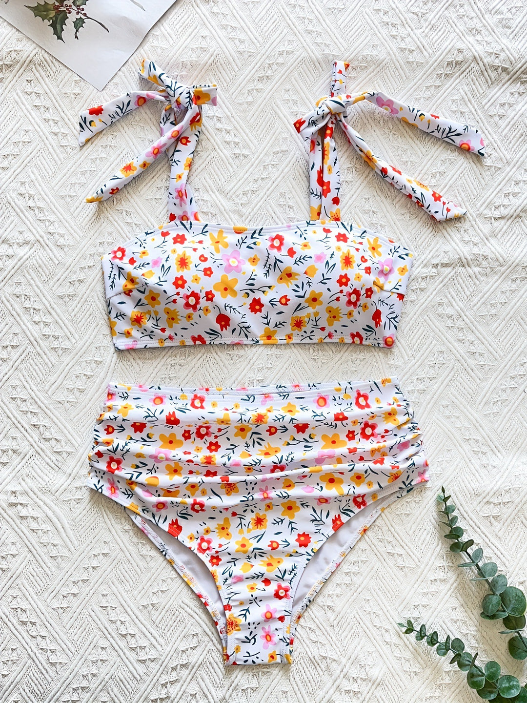 Dame bikini-sæt med høj talje og legende blomsterprint Stilla
