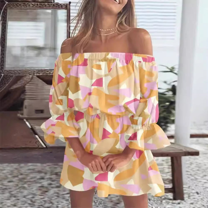 Dame luftig Off-Shoulder Kjole med Rüschendetails og blomster mønster Stilla
