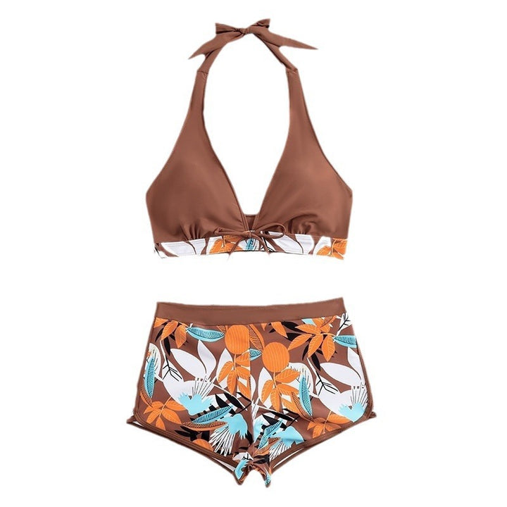 Dame bikini sæt med blomster mønster og aftagelig push-up BH Skovae