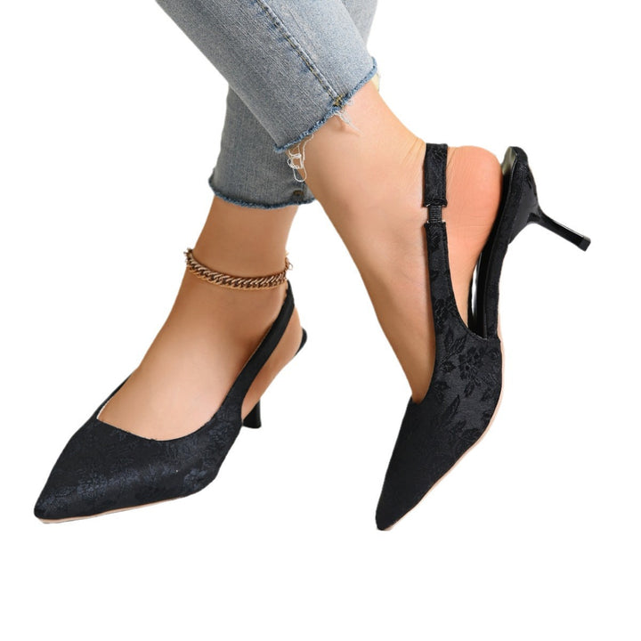 Dame elegante Slingback-pumps med floralt jacquardmønster Stilla