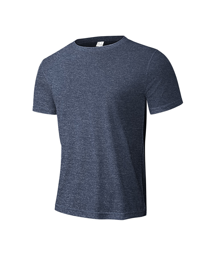 Herrer nan meleret funktions T-shirt med rund halsudskæring, let bomuldsblanding og åndbar struktur Skovae