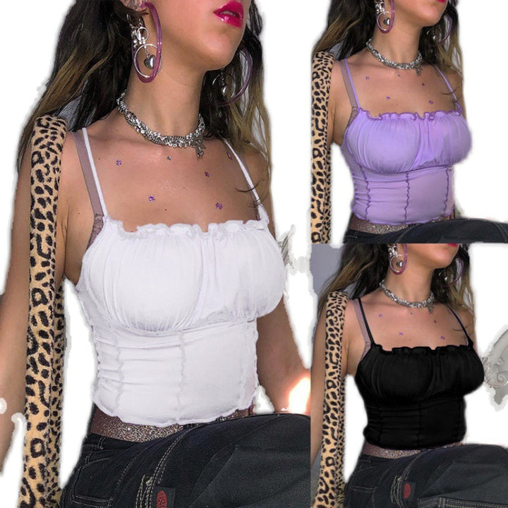 Femme Raffung Crop Top med justerbare stropper Stilla