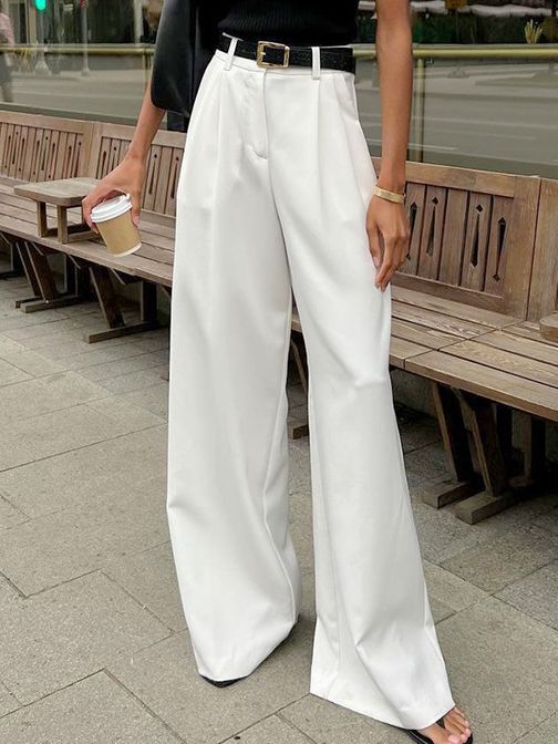 Dame Bredskåret Chino-bukser med høj talje og elegante plisseringer Stilla