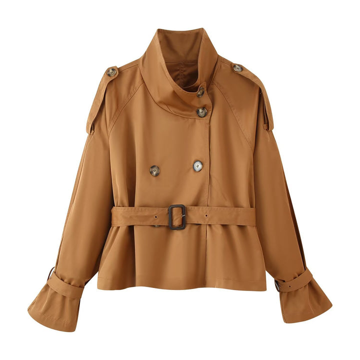 Kvinders fashionable trench coat jakke med bred krave og bælte detalje Stilla
