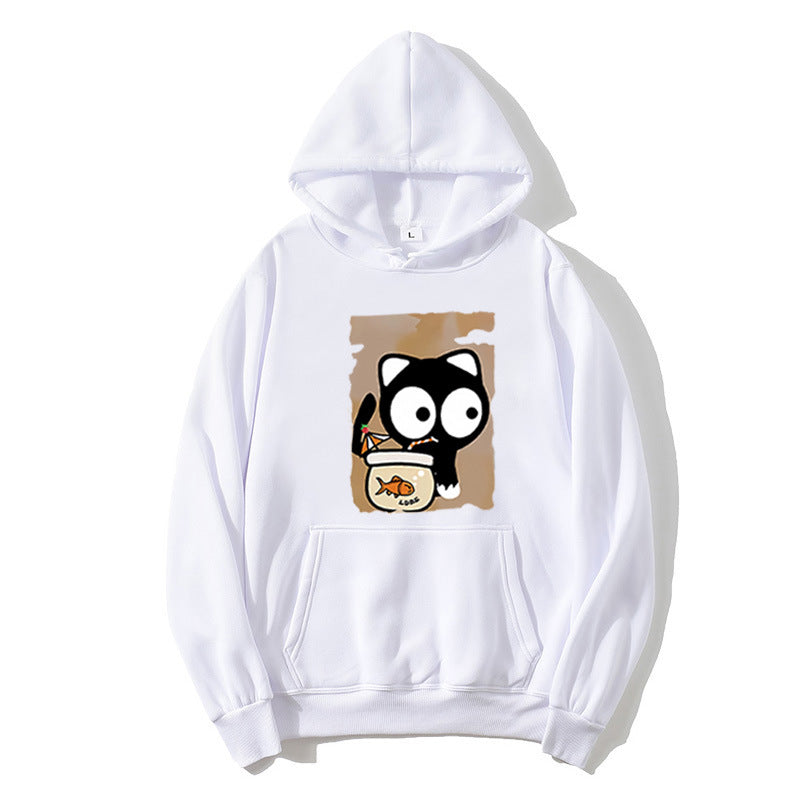 Kvinders hætte sweatshirt med sødt katte design Skovae