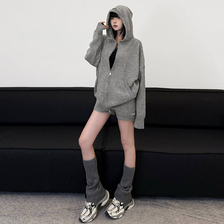 Dame hyggelig Hoodie med gennemgående lynlås og løs pasform Stilla