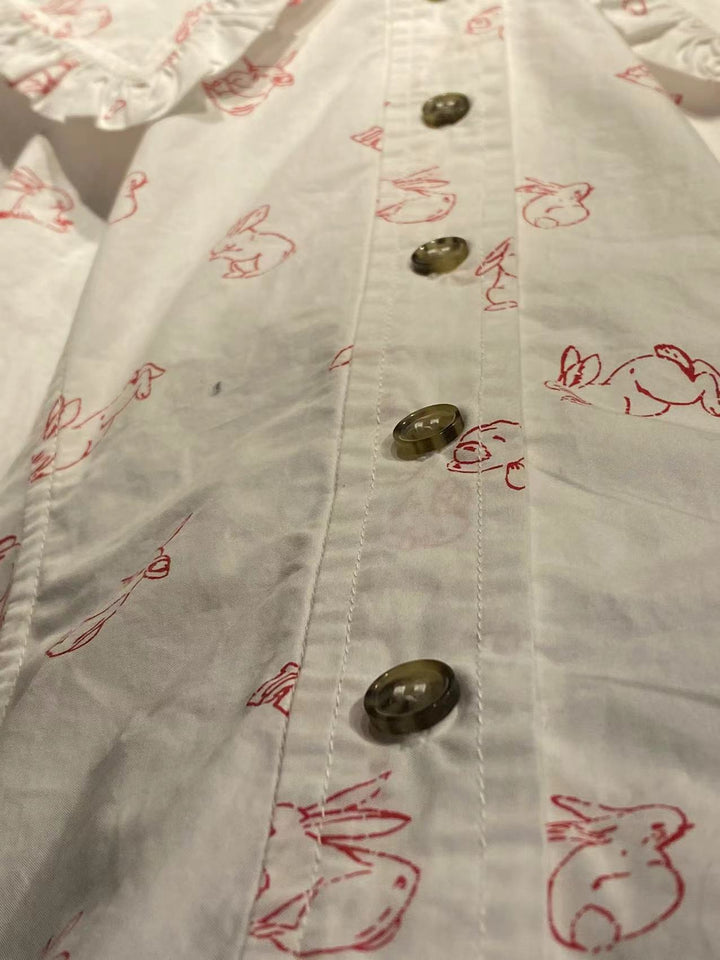 Dame ruffles bluse med dyremotiv og stilfuld krave Stilla