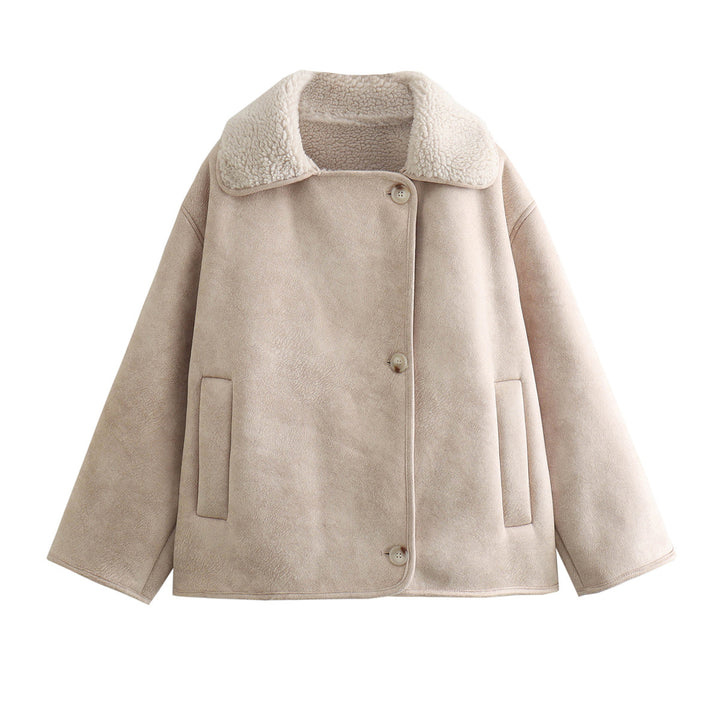 Kvinders hyggelige jakke med faux fur krave Stilla