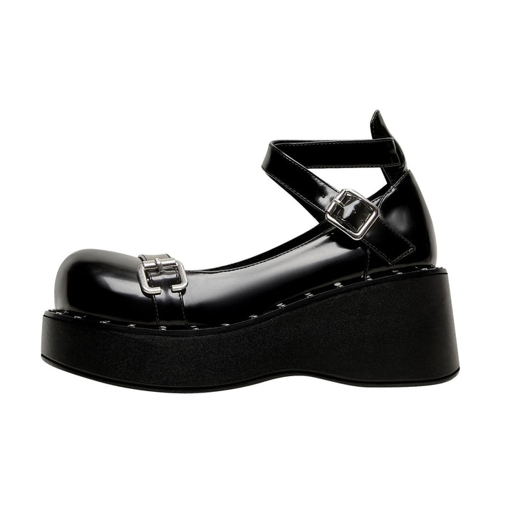 Dame Chunky Platform Mary Jane Sko med justerbare anklerem Stilla