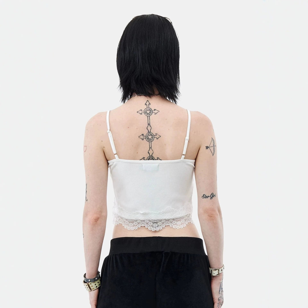 Dame spids camisole med blomstertryk Skovae