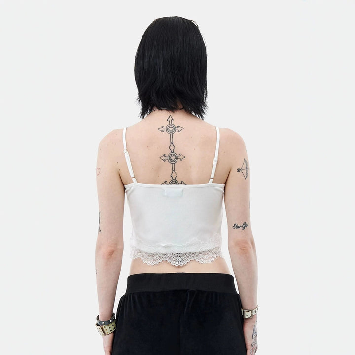 Dame spids camisole med blomstertryk Skovae