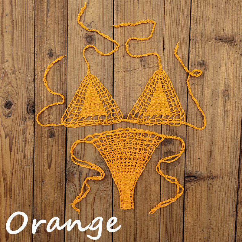 Dame Håndcrochet Bikini-sæt med unikt design og bindedetaljer Stilla