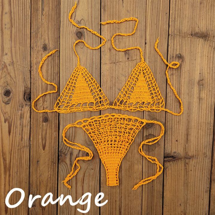 Dame Håndcrochet Bikini-sæt med unikt design og bindedetaljer Stilla